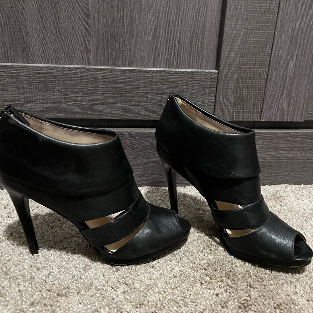 Calvin Klein Black Peep-Toe Heels